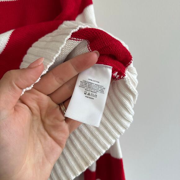 Express Knit Cropped Striped Sweater Red White XS - Picture 7 of 8